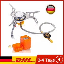 3500W Gas Campingkocher Winddicht Camping Gaskocher mit Piezozündung Outdoor