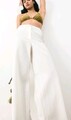 H&M Culottes Stoffhose Stoff Hose aus Leinenmix Weiß Gr. 34 NEU + ETIKETT 