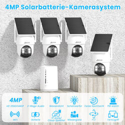 4MP Akku Solar Überwachungskamera Set Außen Funk Audio 4CH NVR WLAN WIFI CCTV