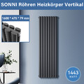 Design Röhren Heizkörper Paneelheizkörper Doppellagig Anthrazit 1600x475mm 
