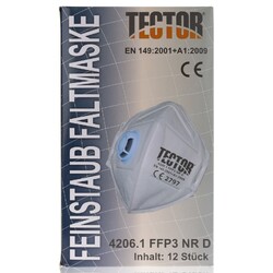 Tector NR D Gesichtsmaske Faltmaske Atemschutzmaske mit Ventil 12 Stk