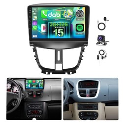 Android 15.0 Carplay DAB+ Autoradio Für Peugeot 207 2006-2015 GPS WIFI + Kamera
