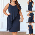 Übergröße Damen Elegant Partykleid Schulterfrei Abendkleid Midikleid Cocktail DE
