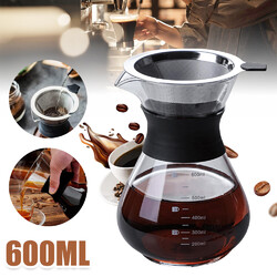 Kaffee Glaskaraffe Kaffeezubereiter mit Filter Sieb; Kaffeekanne mit Dauerfilter