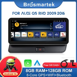 10.25'' DAB+ 128G Android 14 Autoradio CarPlay WiFi 4G LTE Für Audi Q5 2009-2016