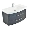 Badezimmer Waschtisch Set 100cm mit Unterschrank Waschbecken anthrazit Badmöbel