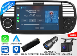 CAM+DAB+7" IPS Android 13 Autoradio Carplay GPS Navi WiFi RDS Für Fiat 500 07-15