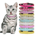 Niedliches Halsband Für Hunde Und Katzen Pu-Bling-Strassstein Verstellbares ⑱