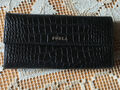 FURLA  Geldbörse Geldbeutel Portemonnaie Echt-Leder schwarz Kroko Design