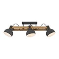 LED Deckenlampe Strahlerleiste Spot 3-flammig E27 Holz matt schwarz schwenkbar