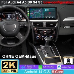 12.3" 2K 4+64G IPS Android 15 Autoradio Carplay Navi Kam Für Audi A4 A5 B8 S4 S5