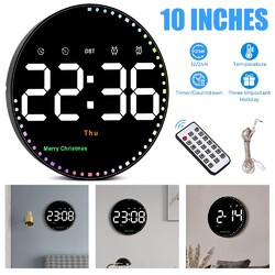 Große LED Digital Wanduhr mit Datum Temperatur Display Alarm Clock Fernbedienung