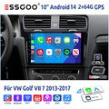 Autoradio Android 14 Carplay DAB+ 2+64G GPS Navi KAM Für VW Golf VII MK7 2013-17