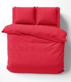 Uni Bettwäsche 240x220 cm rot Doppelbett Bettbezug Einfarbig Renforce Baumwolle