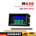 DC0-100V Amp Volt Gauge Dual LED Digital Voltage Current Meter (Blue Green 10A)