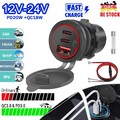 12V QC3.0 Dual PD 3.0 USB-C Auto Steckdose USB Ladegerät Buchse Dose KFZ Einbau,