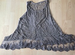 Top Oberteil Braun Taupe Häkel Mit Spitzenvolant Halbtransparent Sommer