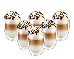 6x Doppelwandige Thermo Gläser 250,350,450ml Latte Macchiato Cocktail Kaffee Tee