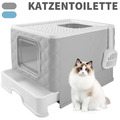 XXL Katzentoilette Groß Katzenklo Katzen Toilette WC Haubentoilette mit Deckel
