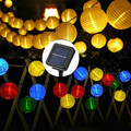 20-60 LED Solar Lichterkette Lampions Laterne Kugel Außen Innen Weihnachtsdeko