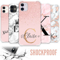 Personalisierte Handyhülle Marmor Name Stoßfest Silikon für iPhone 15 11 7 12 14