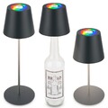 3 in 1 Tischlampe LED Kabellos Lampe Akku IP44 Flaschenleuchte RGBW Anthrazit