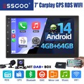 4+64G DAB+ Autoradio Android 14 Carplay 2 DIN GPS NAVI RDS Bluetooth +Mik Kamera