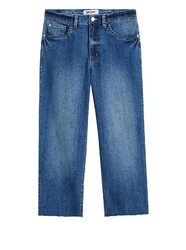 Straight Jeans High Waist Bio-Baumwolle Gr. 40 Blau Damenjeans Capri-Pants Neu