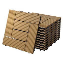 33er Set WPC Terrassenfliesen Balkonfliese Klickfliese Mosaik 30x30cm Teak 3m²