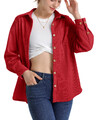 H Damen Cordhemd Jacke Oversize Shacket mit Brusttaschen Streetwear Casual 