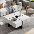 Couchtisch Wohnzimmertisch Sofatisch Hochglanz mit 4 Schubladen 70*70*35cm Weiß