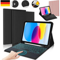 Für iPad A16 11th Gen 2025/10th Gen 2022 Beleuchtete Tastatur Hülle mit Touchpad