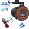 12V QC 3.0 PD USB Auto KFZ Steckdose Dual USB Ladegerät Buchse Dose KFZ Einbau
