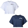 Champion Damen T-Shirt - Crewneck, Crop-Top, Uni, Logo-Print, Kurzarm, Baumwo...
