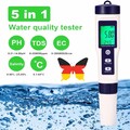 Digitales PH Messgerät,5-in-1 Wassertester Mit Hintergrundbeleuchtung,PH TDS EC