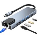 5 in 1 USB Typ C Hub Adapter mit 4K HDMI USB 3.0 Lan RJ45 PD Anschlüsse