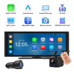 10.2 Zoll Tragbares Autoradio Wireless Apple CarPlay Android Auto 4K DVR WDR AUX