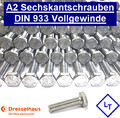 DIN 933 Edelstahl A2 - 70 M10 x 40 Sechskant Schrauben Vollgewinde VA metrisch
