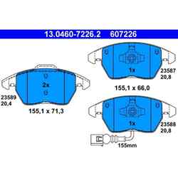 Bremsbelagsatz Scheibenbremse ATE 13.0460-7226.2 für Audi TT