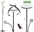 LED Stehleuchte Deckenfluter Stehlampe Dimmbar Leselampe Schlafzimmer Rund  DE