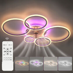 RGB Deckenventilator mit LED Beleuchtung Timer Leiser Wohn Zimmer Schlaf Lüfter