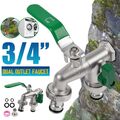 Doppel Wasserhahn Garten 1/2 & 3/4 Zoll Anschluss Kugelhahn Messing Auslaufhahn