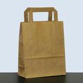 500 Papiertragetaschen Papiertüten braun 18+8x22cm Flachhenkel Bio Papiertaschen