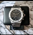 Seikmod Royal Chrono Style | Schwarz Gitterdial | Aut Werk | Stahlarmband