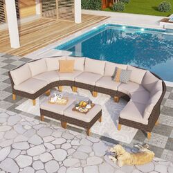 Polyrattan Gartenmöbel Sitzgruppe Gartenset Lounge Garnitur Set 10 Sitze