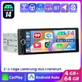 Autoradio 6.86" 1 DIN Mit Android 14 Carplay GPS Navi RDS Bluetooth WIFI 4+64G