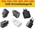 Schnellladegerät Netzteil  GaN Ladegerät USB C Adapter Stecker 20W bis 65W Typ-C