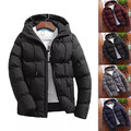 Herren Steppjacke mit Kapuze Winter Warm Jacke Dünn Langarm Winterjacke Mantel