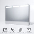 Spiegelschrank Badezimmerspiegel mit Led Beleuchtung Steckdose Edelstahl 3-türig