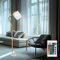 LED Standleuchte RGB Farbwechsel Stehlampe dimmbar Holz Stehleuchte beweglich